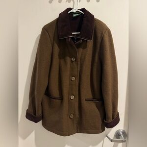Vintage 80s 90s Geiger Pure Wool Coat Austrian Corduroy Womens Size 42